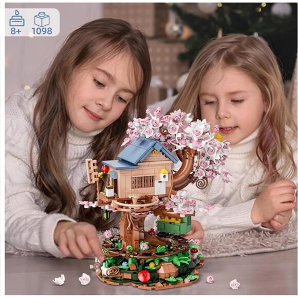 Cherry Blossom Treehouse Building Set for Girls 8-12, Compatible with Lego - Picture 4 of 7